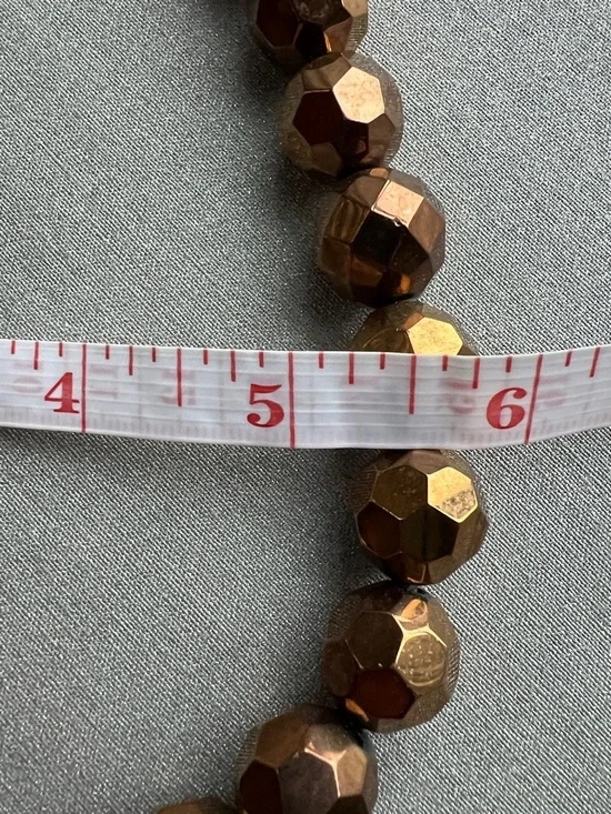 Faceted Metallic Brown Statement 8” Necklace - Picture 9 of 11